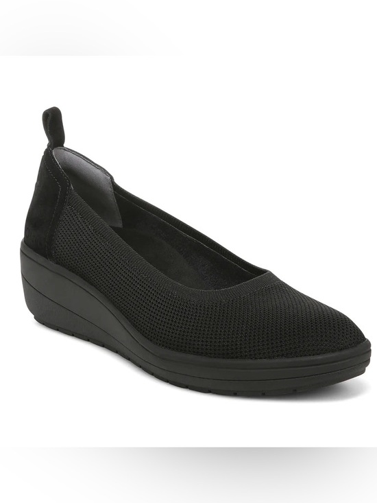 Vionic Shoes - Vionic slip on shoe Jacey Knit Wedge Black Seude detail arch support sz 9.5